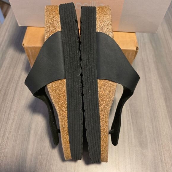 Birkenstocks Gizeh Grooved Black and Tan Platform Sandals Size 41 - Picture 14 of 16